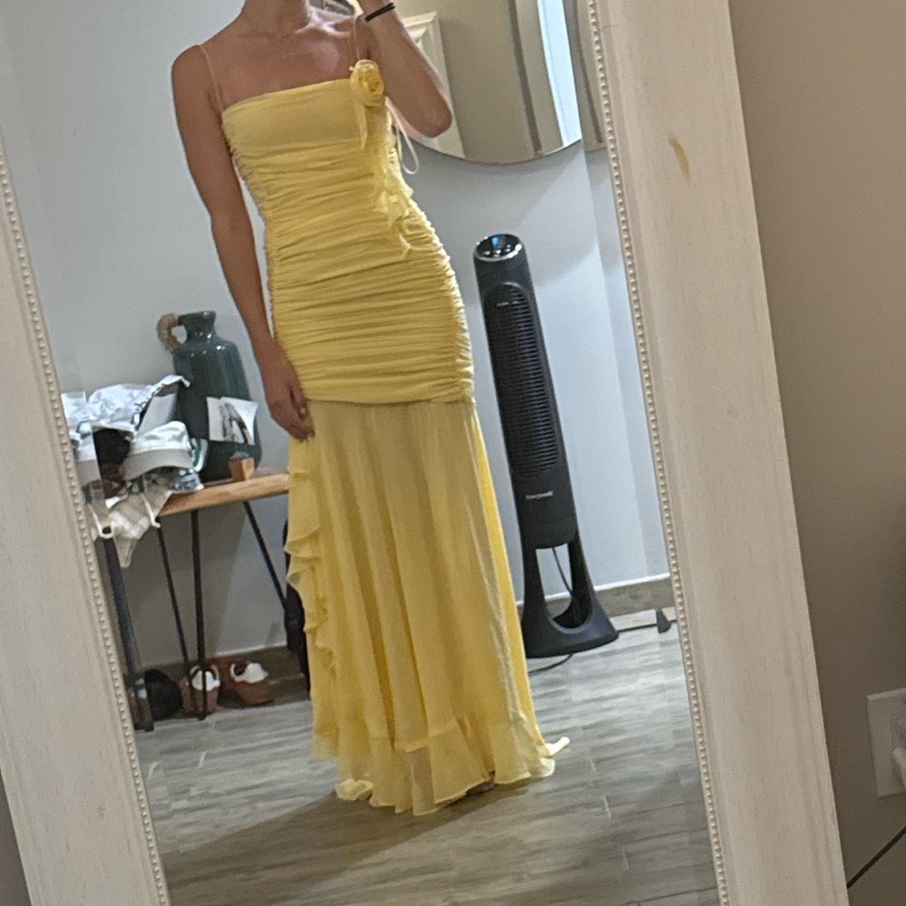 Yellow Strapless Gown